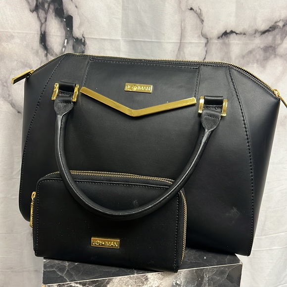 Joy & Iman black handbag with matching wallet and gold hardware - Picture 9 of 9